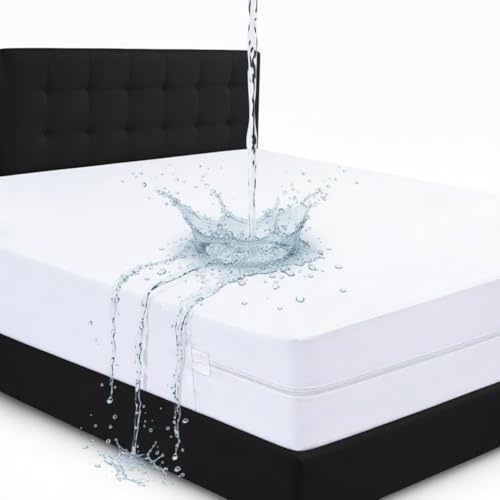 Waterproof Bed Bug Mattress Protector Double 137x190 cm | Anti Allergy Mattress Encasement with Secure Zip Closure | 30 cm Deep Zipped Mattress Protector, Hypoallergenic & Noiseless 6-Sided Protection