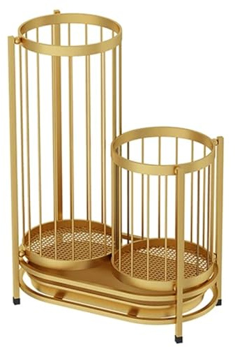 Contenedor de almacenamiento redondo de metal con bandeja extraíble de recogida de agua, soporte multiusos para paraguas con gran capacidad para oficina, hogar, entrada (negro, 50 cm)