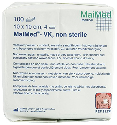 MaiMed®, compresse di garze in tessuto non tessuto, non sterili, a 4 strati, 30 g (etichetta in lingua italiana non garantita)
