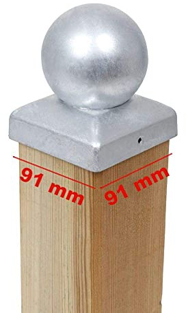 meingartenversand.de 10 x Pfostenkappe/Abdeckkappen für Zaunpfosten 9 x 9 cm Kugel aus Stahl, verzinkt im günstigen Aktionsset