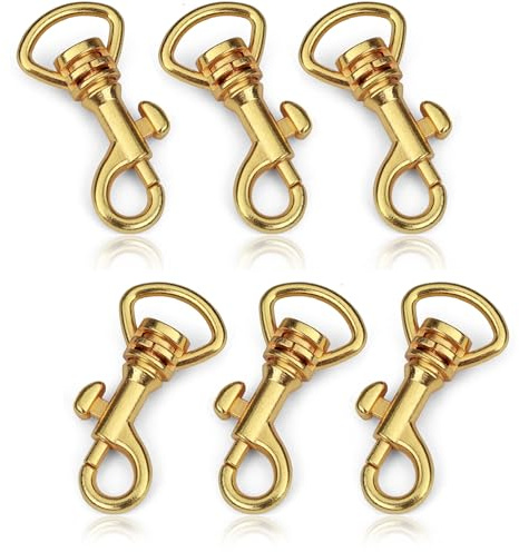 Ganzoo moschettone a perno mini con giunto girevole saldato 360°, metallo in acciaio legato inossidabile colore oro, 35 mm, set 6 pezzi per Paracord 550, lanyard, portachiavi, guinzaglio cane e gatto
