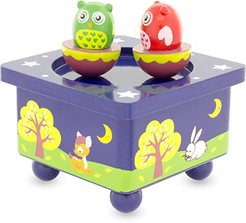 Ulysse Couleurs d'Enfance - Boîte à Musique Design Hibou - Mélodie Circle of Life d'Elton John, Petit, Bleu Marine