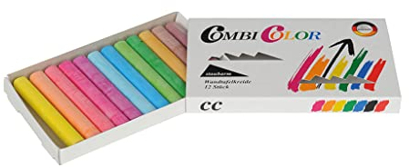Tafelkreide bunt in Schiebeschachtel, 12 Stück, staubfrei | Wiemann Lehrmittel (12 Farben)