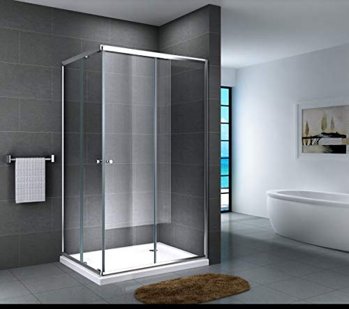 Yellowshop - Box Doccia Angolare 70 80 90 100 120 Cabina Bagno In Cristallo 6 MM Rettangolare Quadrato Curvo Serie Smart (Cm 70 x 90 Rettangolare, Cristallo 6mm Trasparente)