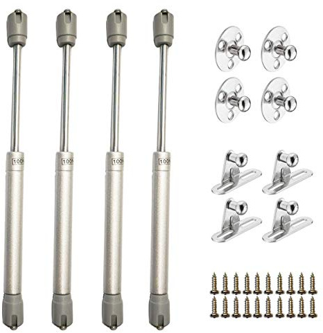 ZFYQ Pistones a Gas, 4 Piezas Amortiguador de Gas para Puertas Elevables 100N/10kg, Muelles de Gas, Bisagras Resorte para Muebles Cocina, Armario, Cajas, Caravana, con Tornillos