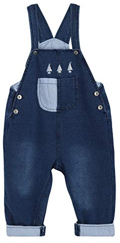 Camilife Baby Jungen Mädchen Denim Latzhose Strampler Overall Weich Elastisch Baumwolle Gestrickte Jeans Hose mit Hosenträger - Segeln Muster Größe 86/92