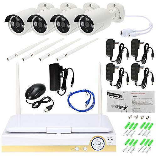 Telecamera Videocamere Sorveglianza Telecamera Senza Fili Da 10 Pollici Lcd 4Ch 1080P Cctv, Kit Di Sicurezza Domestica, Rilevamento Del Movimento-6.5 * 6.5 * 18,5 Centimetri_Hdd + 1Tb