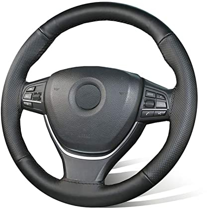 ZATOOTO DIY Auto Lenkradbezug Leder, Lenkradhülle mit Nadel und Faden, Auto Lenkrad Schutzhülle, rutschfest und Weich, Universalgröße 37-38cm, Schwarz