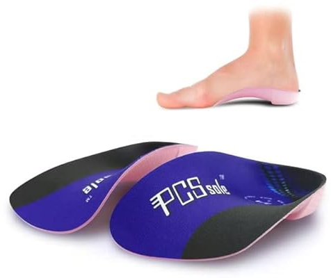 Pcssoles 3/4 ortotiska skosulor Hög båge stöder skosulor för plantär fasciit, platta fötter, överpronation, smärtlindring (XXL:EU-(47-49))
