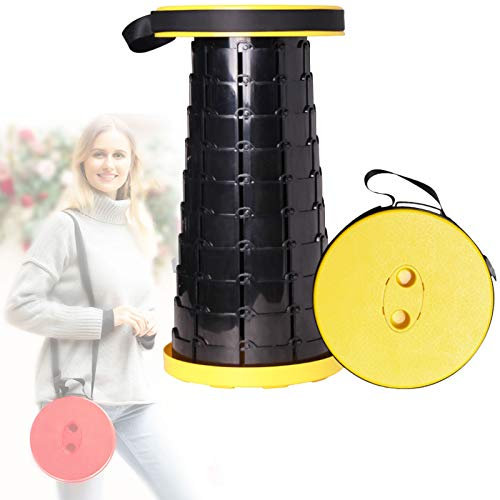 Camping Hocker Tragbarer Klapphocker Teleskop Hocker Leichte Zweite Generation Hält Bis zu 300 Kg Höhenverstellbar 6-47 Cm für Kinder Erwachsene Wandern Angeln BBQ Drinnen Küche Nutzen,Gelb