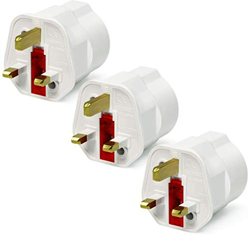 VGUARD European to UK Plug Adapter by ivoler, 3 Pack EU to UK Plug Adapter 2 Pin Plug Adaptor to 3 Pin for Travel Electronic Device, Not for Shavers or Electric Toothbrushes - White