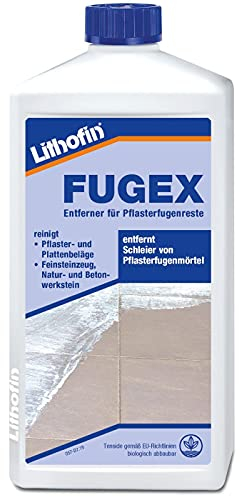 Lithofin FUGEX 1 l - löst schnell und zuverlässig Reste von ein- und zweikomponentigen Pflasterfugenmörteln.