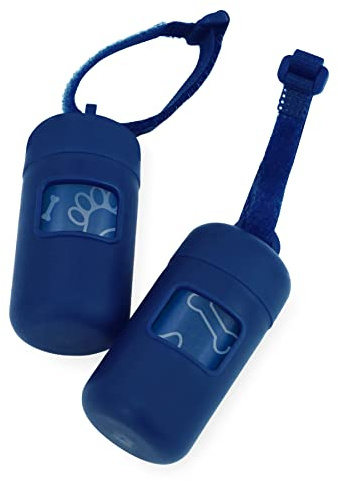 Best Pet Supplies Porta sacchetti per escrementi per cani, dispenser riutilizzabile per viaggi, passeggiate, parco e uso all'aperto, durevole, con clip, blu reale, confezione da 2