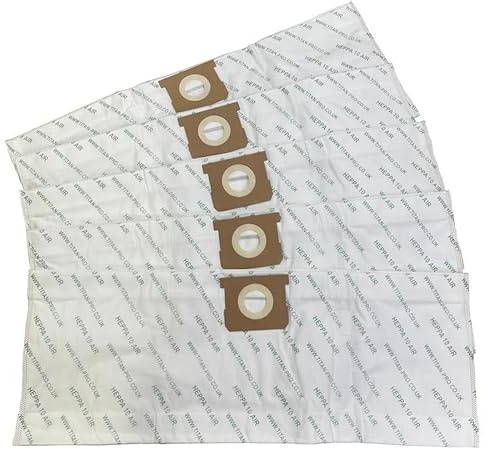 Titan Pro Vacuum Cleaner Bags - Hepa 10 Non-Woven Vac Bag - 15L 20L 30L 40L - 5 Bags
