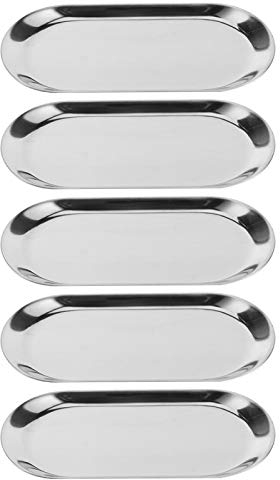 Ovales Tablett aus Edelstahl, 5 Stück 17.9 X 8.3 cm Kerzentablett Kosmetiktabletts Dekoratives Kleines Metalltablett Schmuckablage Handtuchablage Ablage