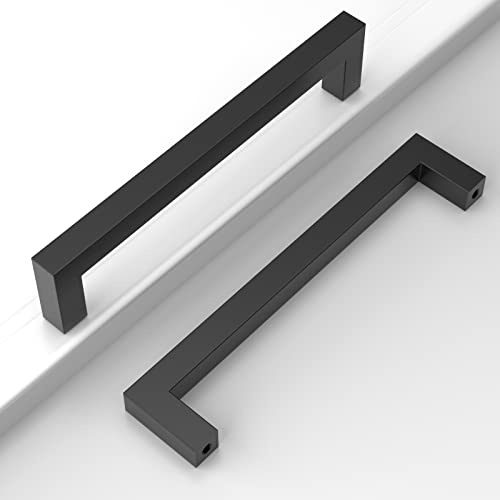 Amerdeco 10 Piezas Tiradores de Cocina 160mm Negro Para Armarios y Cajones - Manillas de Acero Inoxidable Para Muebles y Puertas - Modelo 6003