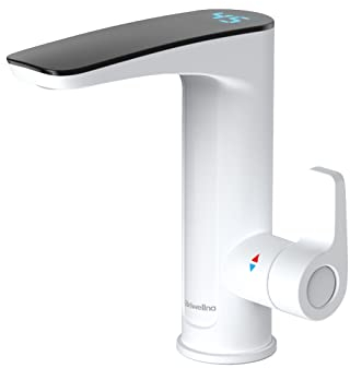 Badezimmer Wasserhahn, Waschtischarmatur, Elektrischer Einhebel-Warmwasserhahn, Waschbecken Armaturen, Küchenarmatur mischbatterie, mit LED-Temperaturanzeige, Überhitzungsschutz