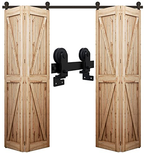 WOLFBIRD 1.8M/6FT Bi-Folding Herraje para Puerta Corredera Kit de Accesorios para Doble Plegable Puertas Correderas para aberturas de puerta de 150-160cm