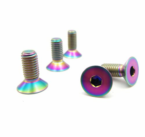 RISON-Titanium Tornillos de Cabeza Avellanada de Titanio M5x0.8x15mm, Tornillos Allen con Cabeza Plana Aleación de Titanio GR5, Tornillo con Hexágono Interior para Motocicleta, Bici, 5 Unidades