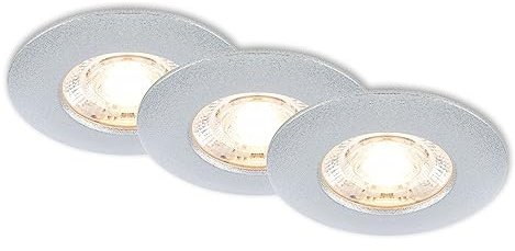 BRILONER – 3er Set LED Einbaustrahler 230V, LED Strahler Badezimmer IP44, Deckenstrahler, Spots, Deckenspots flach, Chrom Matt