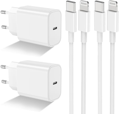 2Pack Chargeur Rapide iPhone 14 13 12 11,【Apple MFi Certifié】 20W USB C Adaptateur Secteur Prise Chargeur Apple Original 2m Cable pour iPhone XS Max/XR/SE/iPad