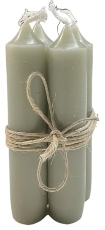 Lot de 4 bougies à tige - Hauteur : 11 cm - Diamètre : 2,2 cm - Différentes couleurs - Durée de combustion : 4,5 heures - Décoration de Noël - Couleur : vert poussiéreux