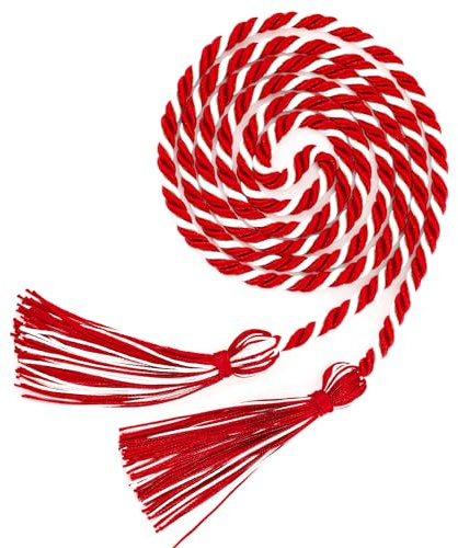 Abschlusskordel, Kordeln für Abschlussfeier 2026, Ehrenkordel, Rot und Weiß, Abschlusskordel 170,2 cm, Polyester-Garn, Ehrenkordel mit Quaste, Abschlussseile, Kordeln für Junggesellenkleid, Dekoration