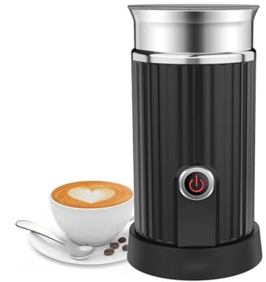 BDJSN Electric Milk Frother, 550W Fully Automatic Hot & Cold Coffee Steamer, 360° Even Mixing 3 In 1 with 230ML Milk Foamer, Comes with 2 Mixing Heads for Coffee,Latte,Cappuccino