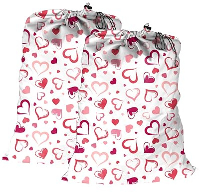 Maishijie Lot de 2 sacs à linge robustes en toile de coton, 45 x 65 cm, très durables, sac de rangement pour jouets, vêtements sales, cordon de serrage avec cordon de serrage, lavable en machine et