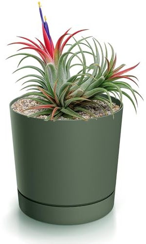 magubo Blumentopf mit Untersetzer, Übertöpfe für Zimmerpflanzen, Pflanzkübel, Übertopf Groß, 35 cm Durchmesser, Elegantes Design für Innen- und Außenbereich (Grün, 350)