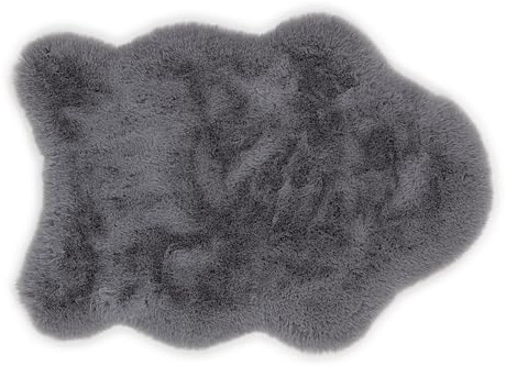 Schöner Wohnen Kollektion Hochwertiger Kunstfell Teppich flauschig - Teppich Wohnzimmer - Hochflorteppich Lammfell Schaffell - Dekofell Shape Anthrazit 55 x 80 cm
