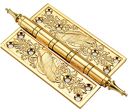 5-Zoll-Messingscharnier for Tortür, Zimmertür, Kupferscharnier, dickes Retro-Antik-Scharnier for Tür, Schrank, Schublade, Möbel, Schranktür (Color : GOLD)