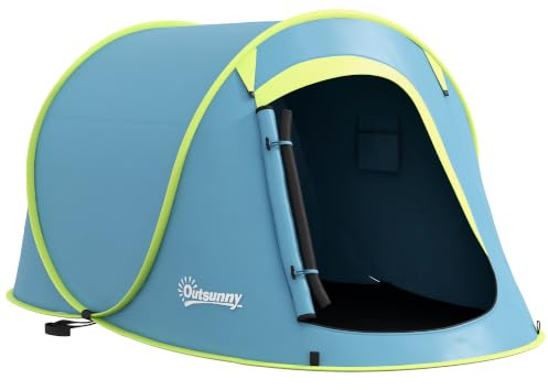 Outsunny Tienda de Campaña para 2-3 Personas Pop-Up 245x148x105 cm Azul