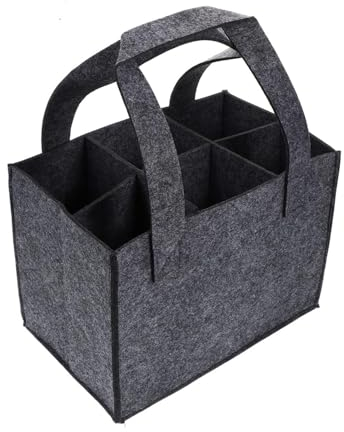 FANNITE Flaschenträger Filz, Flaschentasche mit 6 Fächer Flaschentasche Filz, Wiederverwendbare Flaschentasche, Wein Halter Bier Flasche Einkaufstasche(24x18x16cm)