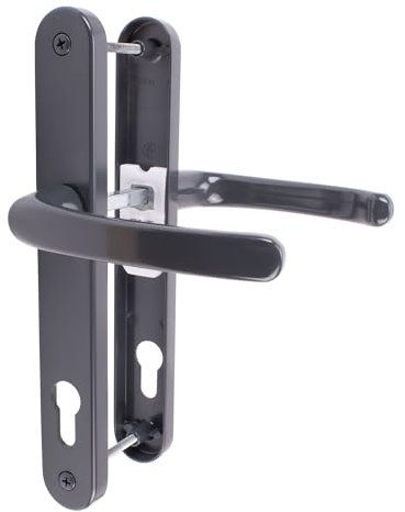 JCP PRO uPVC Door Handle Pair Set Sprung 92 PZ 92mm, Backplate 242mm x 34mm (210mm Screw Centres, Anthracite Grey 7016)