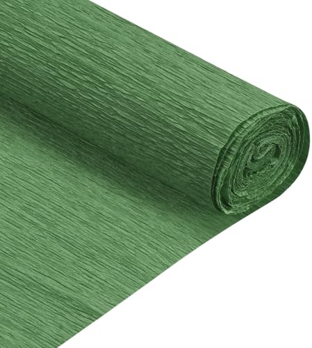 QUARKZMAN 2 Rollen Krepppapier 50 x 210 cm Kräuselpapier Pastell Crepe Paper Seidenpapier Floristenkrepp Crepe-Papier zum Basteln Dekoration Geschenk Verpackung Blumen, Dunkelgrün