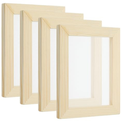 PATIKIL 18 cm x 15 cm träpapperstillverkningsskärm, 4-pack pappersformar ram papperstillverkning form däck för gör-det-själv pappershantverk torkat blomhantverk, naturlig färg