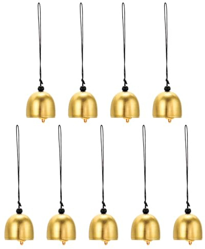 PATIKIL 9 Stück Windspiel, Hängende Glocken Tempelglocken Retro Outdoor Hängendes Metall Chinesisches Windspiel Rund für Außen Garten Camping, Gold Schwarz