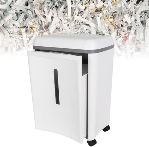 15L Mini Paper Shredder, 6-Sheet Cross-cut Paper Shredder Ultra Quiet, Damage Credit Paper Credit Card Shredder Continuous Running 10 Minute White High Security Level, Suitable for Home Office