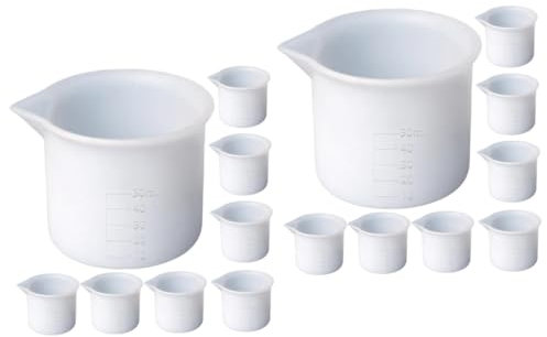 Cabilock 16pezzi Misurini Silicone Graduati Per Epossidica e Tazze Di Misura Con Beccuccio Strumenti Flessibili Per Artigianato e Miscelazione