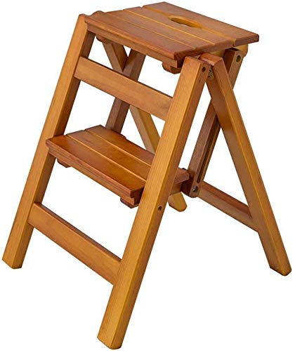 Tritthocker, Klapptrittleiter-Fußhocker Holzhocker Klappstufen Kiefernholz Trittstuhl Hocker Blumenständer Wechselschuhe Bank Zuhause Küche Bibliothek Möbel Leiterhocker