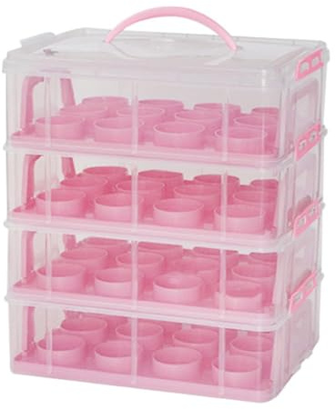 FLCPJGV 4 Tier Cupcake Carrier Cupcake Container Dessert Holder Box Cupcake Holder for, pink