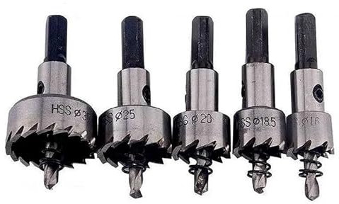 5-teiliges HSS-Bohrer-Lochsägen-Set, Schnellarbeitsstahl-Schneidewerkzeuge for Schneiden von Stahl/Metall und Bohren von Löchern von 16–30 mm