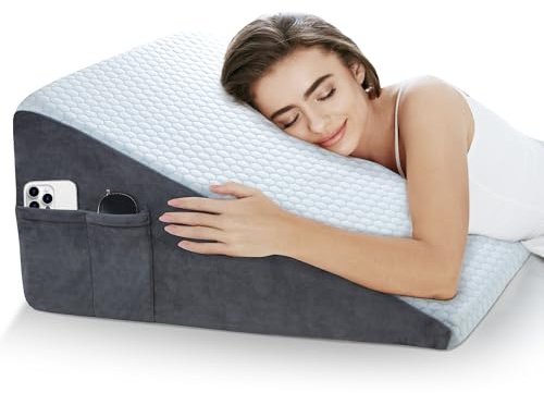 puredown® 8 Bed Wedge Pillow, Cooling Wedge Pillows for Headboard, Pillow Wedge for After Surgery, Nighttime Acid Reflux, Lumbar & Back Support, Leg Elevation Therapy, Snore Reduction Aid