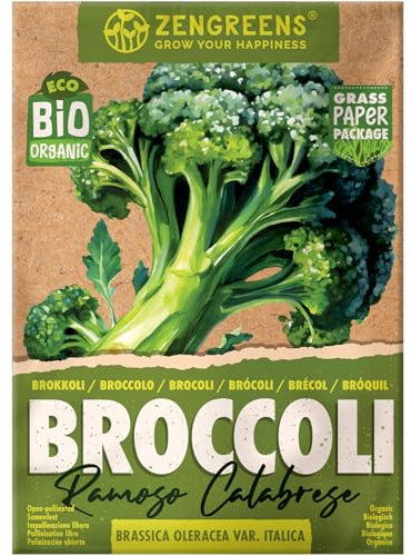 ZenGreens® Semi di broccolo biologico - Semi di verdure per la coltivazione in giardino, sul balcone o in un'aiuola rialzata - Sementi di ortaggi - Cavolo Broccolo - Ramoso calabrese