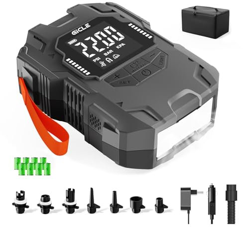GICLE Sup Pumpe Akku,Tragbare 22PSI Inflator Sup Pumpe Elektrisch 12V DC Auto-Off 36W Typ C Inflator und Deflation Geeignet für aufblasbare Paddle Board,Portable Boot,Wasser Sport