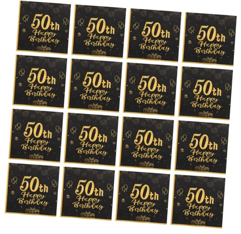 DEARMAMY 20pcs Einwegpapier Servietten 50. Geburtstag Schwarz Gold Print Servietten Für Geburtstagsfeier Dekoration Geburtstagstabelle Party Lieferungen