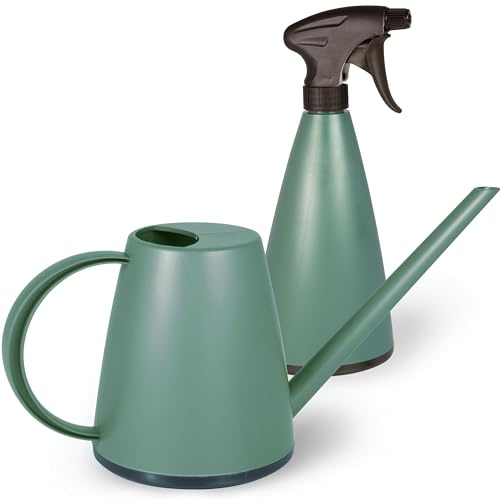 Mesto LUCKY Forest Gießkanne 1L SET inkl. MINI Forest Handzerstäuber 0,79L | Sprühflasche & Giesskanne für Zimmerpflanzen & Garten | Bewässerung & Pflanzenpflege | Verstellbare Düse | Indoor & Outdoor