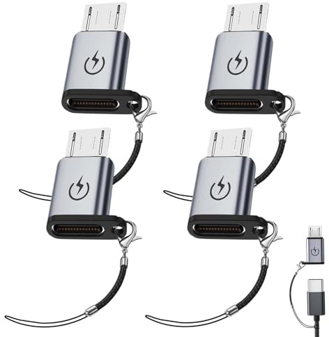 Liaoan Lot de 4 adaptateurs USB C vers Micro USB - Prend charge en charge rapide de 18 W