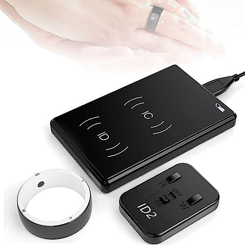 Multifunktion Smart Ring mit RFID Replikator, inklusive 6 RFID-Karten und 2 Gesundheitssteinen, NFC Reader für iOS und Android Geräte